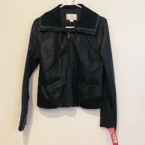 Faux Leather Bomber Jacket